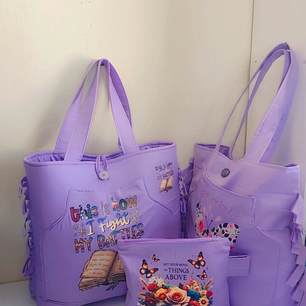 Lavender Inspirational Tote Bag Set